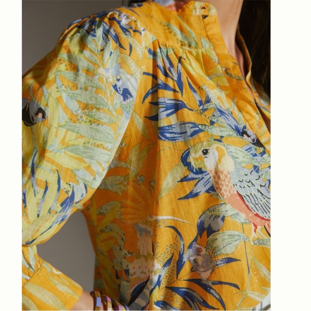 Anthro Maeve Parrot Print Top - Picture 3 of 12